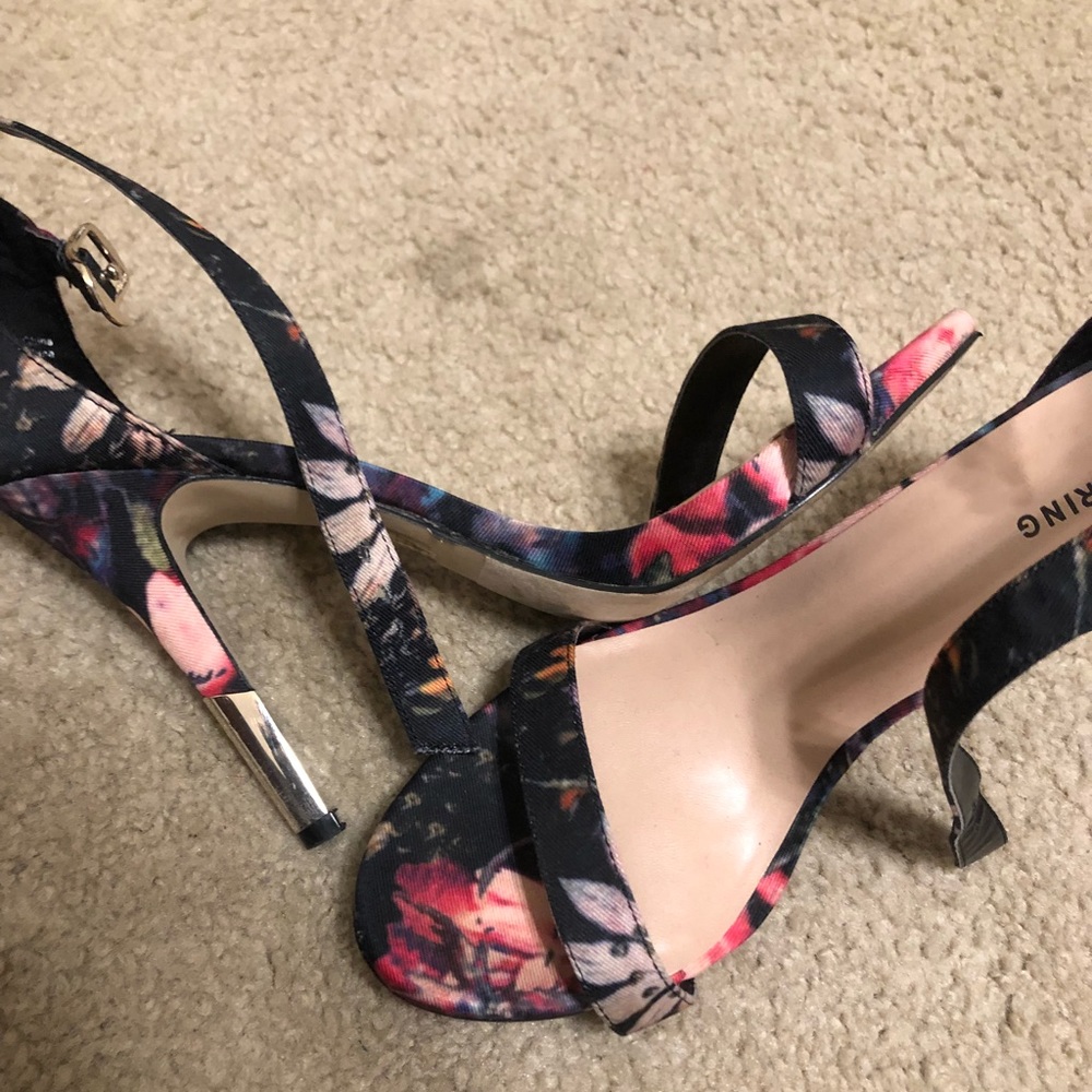 Floral Open Toe Heels